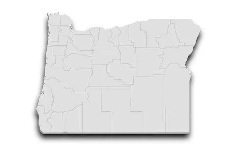 3d Map of Oregon state with color. United State of America, US, United State Stock Illustration