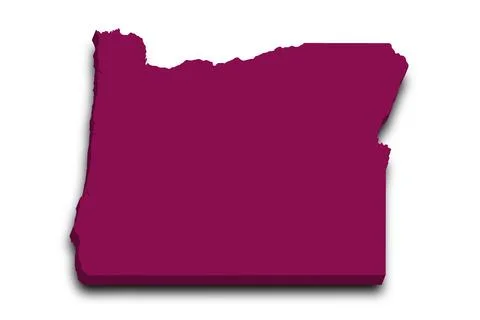 3d Map of Oregon state with color. United State of America, US, United State Stock Illustration