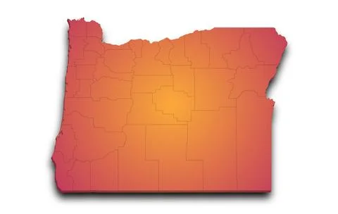 3d Map of Oregon state with color. United State of America, US, United State Stock Illustration