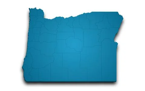 3d Map of Oregon state with color. United State of America, US, United State Stock Illustration