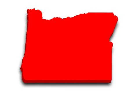 3d Map of Oregon state with color. United State of America, US, United State Stock Illustration