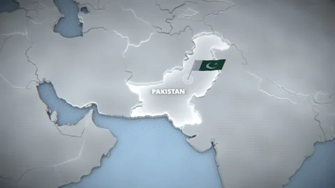 3D Map Of Pakistan Highlighted With National Flag Pin Widescreen Vídeos de archivo 336571123