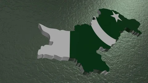 3D map of Pakistan. Pakistani map 3d. Map 3D rendering. Stock Footage 224658116
