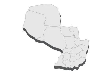 3D Map Of Paraguay Stock Illustration