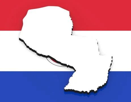 3D map of Paraguay on the national flag Stock Illustration