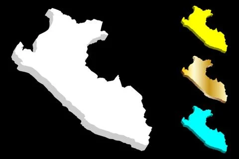 3D map of Peru Stock Illustration