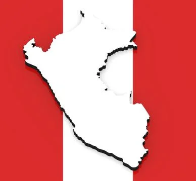 3D map of Peru on the national flag Illustrazione stock