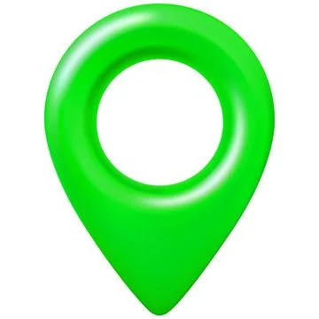 3D map pin, front view, bright green, geolocation, location icon. Stock Illustration