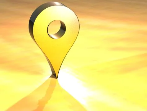 3d map pin gold sign Stock Illustration