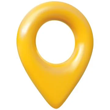 3D map pin, yellow, front view, geolocation, location, navigation coordinates. Stock Illustration