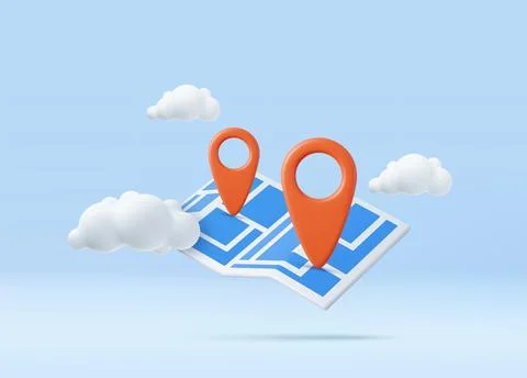 3D Map pins Illustrazione stock