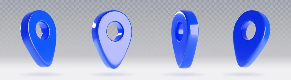 3D map pins set isolated on transparent background Stock Illustration