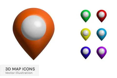 3D map pins set vector illustration design. Stock Illustration