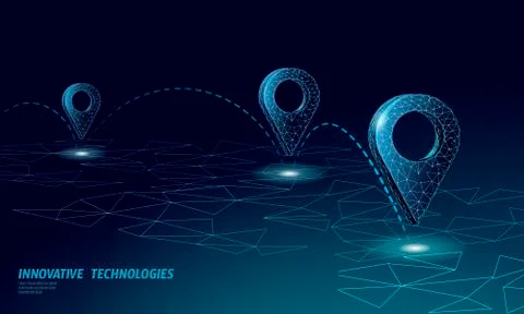 3D map point location business symbol. Realistic icon polygonal delivery Stock-Illustration