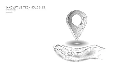 3D map point location business symbol. Realistic icon polygonal delivery Stock Illustration