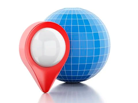 3D map pointer and globe Stock Illustration