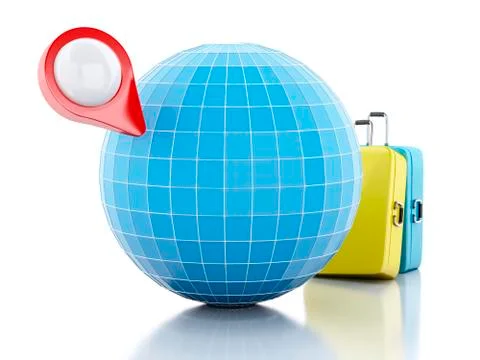 3D map pointer and globe. Illustrazione stock