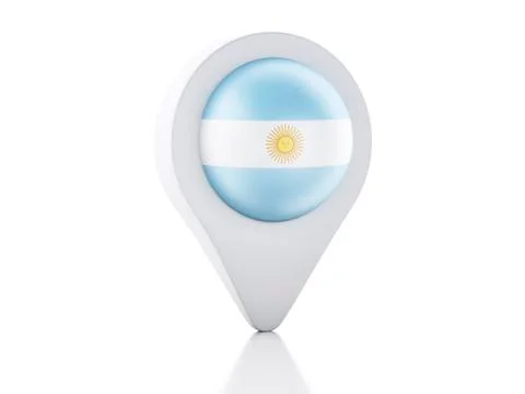3d map pointer argentina flag icon on white background 스톡 일러스트