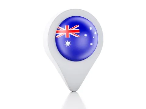 3d map pointer australia flag icon on white background Stock Illustration