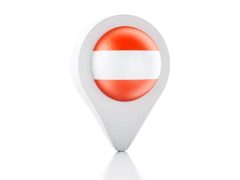 3d map pointer austria flag icon on white background Stock Illustration
