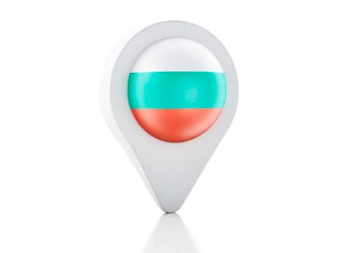 3d map pointer bulgaria flag icon on white background Stock Illustration