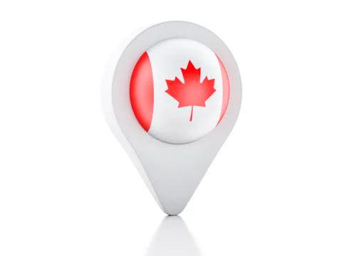 3d map pointer canada flag on white background イラスト素材
