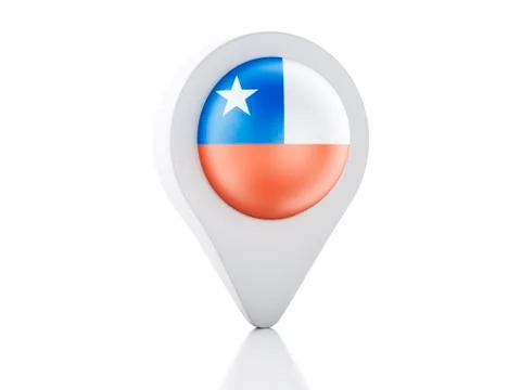 3d map pointer chile flag icon on white background Stock Illustration