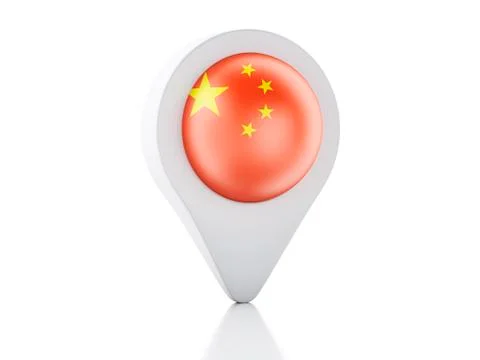3d map pointer china flag icon on white background Illustrazione stock
