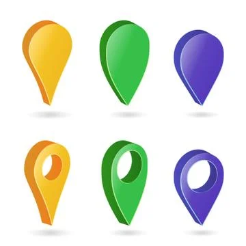 3d Map Pointer . Colorful Set of Modern Map Round Pointers. Navigator Icon Illustrazione stock