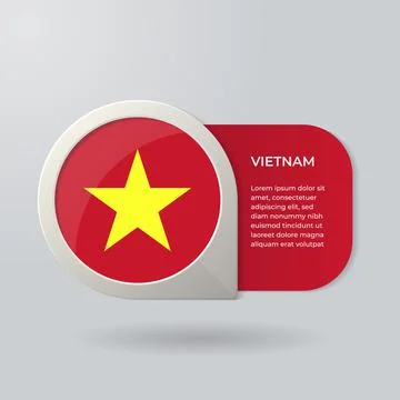 3D Map Pointer Flag Nation of Vietnam with Description Text Stock Illustration