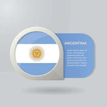 3D Map Pointer Flag Nation of Argentina with Description Text Stock Illustration