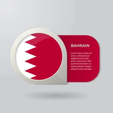3D Map Pointer Flag Nation of Bahrain with Description Text Stock Illustration
