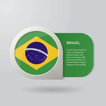 3D Map Pointer Flag Nation of Brazil with Description Text Stock Illustration