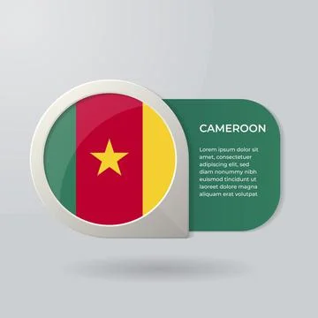3D Map Pointer Flag Nation of Cameroon with Description Text Stock Illustration