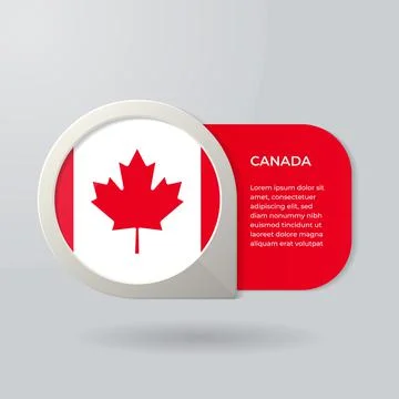 3D Map Pointer Flag Nation of Canada with Description Text Illustrazione stock