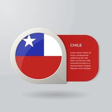 3D Map Pointer Flag Nation of Chile with Description Text Illustrazione stock