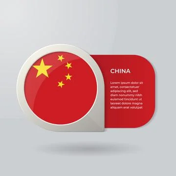 3D Map Pointer Flag Nation of China with Description Text Stock Illustration