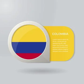 3D Map Pointer Flag Nation of Colombia with Description Text Illustrazione stock