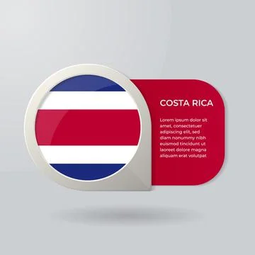 3D Map Pointer Flag Nation of Costa Rica with Description Text Stock Illustration