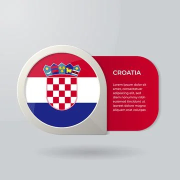 3D Map Pointer Flag Nation of Croatia with Description Text Stock Illustration