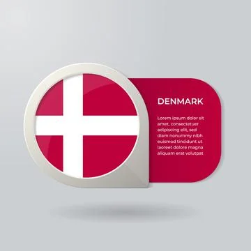 3D Map Pointer Flag Nation of Denmark with Description Text Illustrazione stock