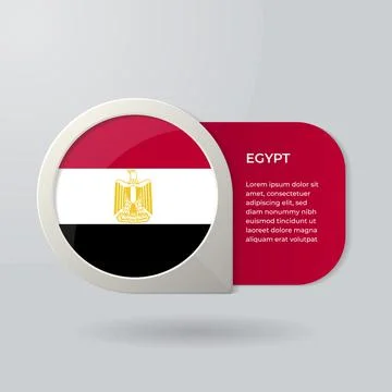 3D Map Pointer Flag Nation of Egypt with Description Text Stock Illustration