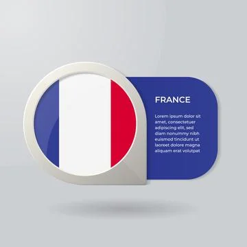 3D Map Pointer Flag Nation of France with Description Text Stock Illustration