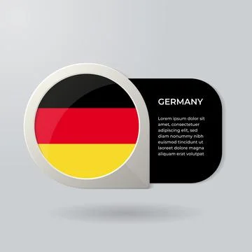3D Map Pointer Flag Nation of Germany with Description Text Stock Illustration