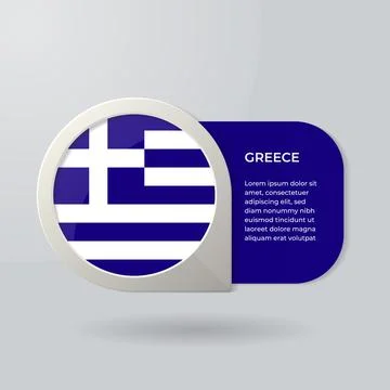 3D Map Pointer Flag Nation of Greece with Description Text Stock Illustration