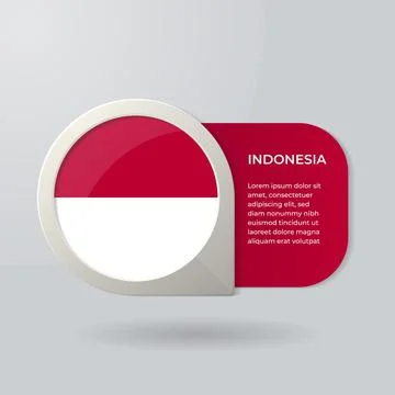 3D Map Pointer Flag Nation of Indonesia with Description Text Stock Illustration