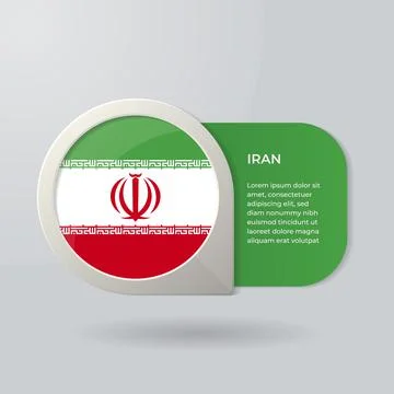 3D Map Pointer Flag Nation of Iran with Description Text Stock Illustration