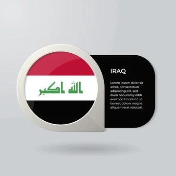 3D Map Pointer Flag Nation of Iraq with Description Text Stock Illustration
