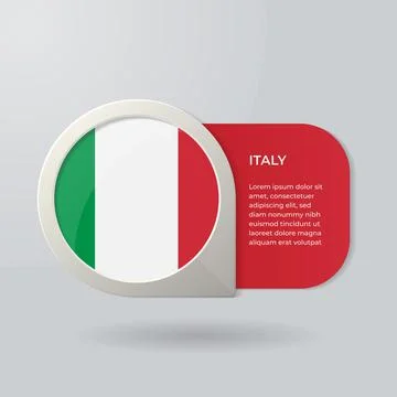 3D Map Pointer Flag Nation of Italy with Description Text Illustrazione stock