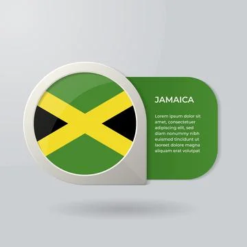 3D Map Pointer Flag Nation of Jamaica with Description Text Stock Illustration
